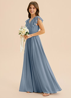 Azazie Anysa Junior Robe Trapèze en Mousseline de soie Rayé Violet Crépusculaire image6