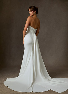 Azazie Cherity Wedding Dresses Diamond White Mermaid Strapless Crepe Back Satin Dress image2