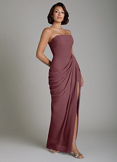 Azazie Nyra Bridesmaid Dresses Sangria Sheath Corset Chiffon Dress image7