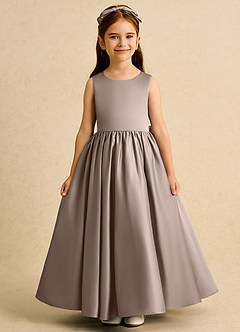 Azazie Nellia Flower Girl Klänningar Klä A-Line i Matt satäng Rosett image2
