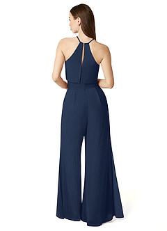 Azazie Kenzi Bridesmaid Dresses Dark Navy Pleated Chiffon Jumpsuit image2
