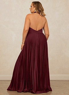 Christian Siriano Bridal for Azazie 1007 Bridesmaid Dresses Cabernet A-Line Pleated Stretch Satin Dress image11