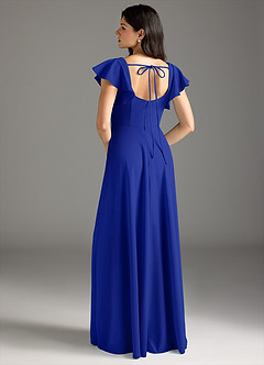 Azazie Bondi Bridesmaid Dresses Royal Blue A-Line Ruched Stretch Crepe Dress image3