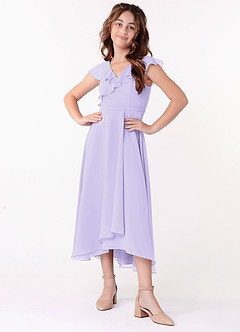 Azazie Posie Junior Lilac A-Line Ruched Chiffon Dress image4