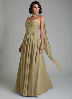 Azazie Petra Robes de demoiselle d'honneur Robe Trapèze en Mousseline de soie Corset Vert Mousse image8