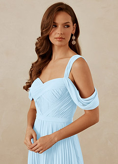 Christian Siriano Bridal for Azazie 1013 Bridesmaid Dresses Sky Blue A-Line Off the Shoulder Chiffon Dress image2