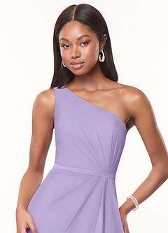 Azazie Liza Bridesmaid Dresses Lilac Mermaid One Shoulder Chiffon Dress image5