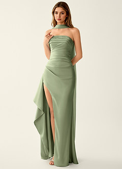 Esperanza Light Green Satin Sparkly Lace Up Back Prom Dress image4