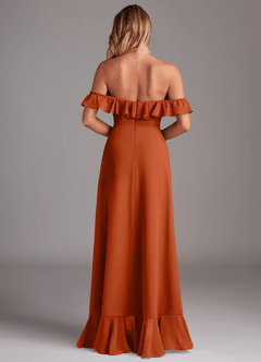 Azazie Lyra Robes de demoiselle d'honneur Robe Trapèze Convertible en Mousseline de soie Orange Brûlée image7