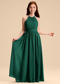 Azazie Malone Junior Linia A Pofałdowany Szyfon Długość podłogi Młodsza druhna Sukienka image6