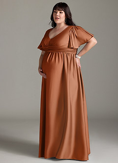Azazie Verna Abiti da damigella d'onore premaman Abito A-Line Increspato Raso Elasticizzato Floor-Length image14