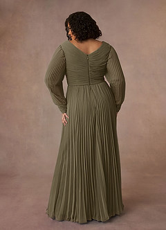 Azazie Zina Kleider für die Brautmutter A-Linie Plissee Chiffon Kleid Weidengrün image8