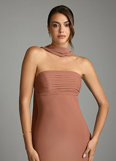 Azazie Saylor Vestidos de damas de honor Vestido de Bronceador de Gasa de Corte Sirena con Sin tirantes image6