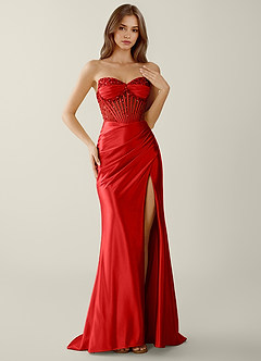 Willa Red Sweetheart Neckline Corset Mermaid Prom Dress image3