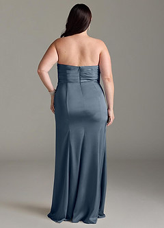 Azazie Yola Bridesmaid Dresses Twilight Sheath V-Neck Pleated Stretch Satin Convertible Dress image10