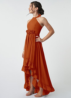 Azazie Hermione Junior Paprika A-Line Chiffon Dress image4