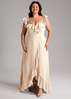 Azazie Lyra Bridesmaid Dresses White Alabaster A-Line Chiffon Convertible Dress image15
