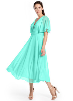 Azazie Tinsley Brautjungfernkleider A-Linie Plissee Gittergewebe Kleid Spa image28