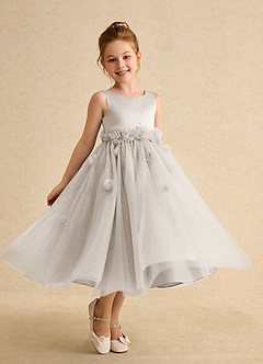 Azazie Lux Flower Girl Dresses Frost A-Line Beaded Tulle Dress image1