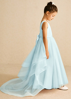 Azazie Pumpkin Flower Girl Dresses Sea Glass A-Line Convertible Tulle Dress image3