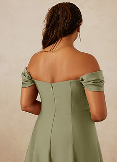 Christian Siriano Bridal for Azazie 1002 Bridesmaid Dresses Pistachio A-Line Off the Shoulder Stretch Satin Convertible Dress image14