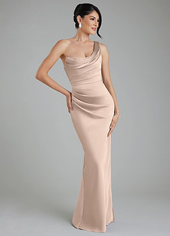 Azazie Sabrina Brautjungfernkleider Meerjungfrau-Linie Korsett Stretch-Satin Kleid Englisches Rosa image1