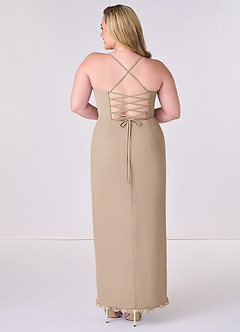 Barbie ♥ Azazie Bridesmaid Dresses Taupe Sheath Corset Chiffon Dress image7