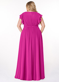 Azazie Daphne Modest Bridesmaid Dresses A-Line Ruffled Chiffon Floor-Length Dress image2