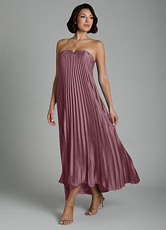 Azazie Rayna Bridesmaid Dresses Amethyst A-Line Strapless Stretch Satin Dress image4