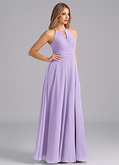 Azazie Denver Bridesmaid Dresses Lilac A-Line Pleated Chiffon Dress image4