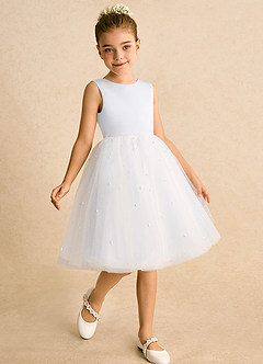 Azazie Esme Robe Demoiselle D'honneur Fillette Robe Princesse en Tulle Arc Blanc image3