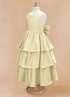 Azazie Margie Robe Demoiselle D'honneur Fillette Robe Trapèze en Satin extensible Arc Sorbet Citron image6