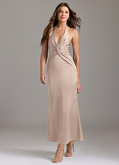 Azazie Valerie Bridesmaid Dresses English Rose Mermaid Pleated Stretch Satin Dress image3