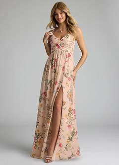 Azazie Alia Brautjungfernkleider A-Linie Plissee Chiffon Kleid Rosenblüten image3