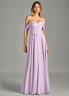 Azazie Chelsey Vestidos de damas de honor Vestido de Lila Esmerilada de Gasa de Corte en A Convertible con Vestidos sin tirantes image3