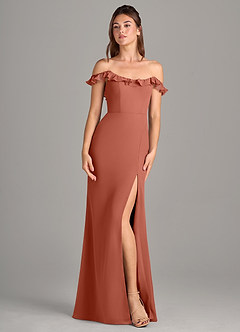 Azazie Callie Bridesmaid Dresses Clay Mermaid Side Slit Chiffon Convertible Dress image7