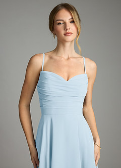 Azazie Ayla Abiti da Damigella Abito A-Line in Chiffon Scollo a Cuore Azzurro image3