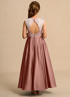 Azazie Candy Girl Jurken voor bloemenmeisjes Baljurk Jurk van Mat Satijn Boog Ceder Roos image3