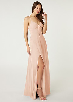 Azazie Minie Sprzedaż ostateczna Linia A Ukłon Szyfon Do ziemi Sukienka image4