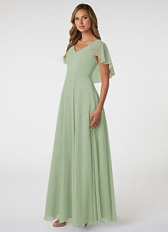 Azazie Jamie Brautjungfernkleider A-Linie Chiffon Kleid Staubiger Salbeigrün image3