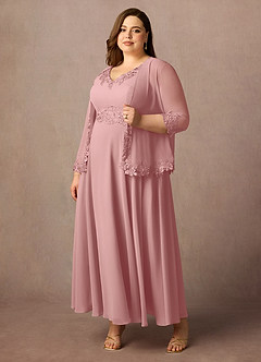 Azazie Devana Mère de la mariée Robes Robe Trapèze en Mousseline de soie Sequins Rose Poussiéreuse image10