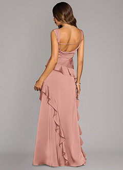 Azazie Sloane Essayer des robes à la maison Robe Trapèze en Satin extensible Encolure en Forme de Cœur Rosette image2