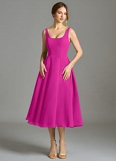 Azazie Amalie Bridesmaid Dresses Fuchsia A-Line Pleated Chiffon Dress image4