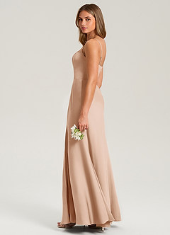 Azazie Lidia Bridesmaid Dresses English Rose Mermaid Side Slit Stretch Satin Dress image7