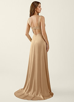 Dolce Vita Champagne Satin Lace Up Back Prom Dress image2