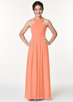 Azazie Kaleigh Junior A-Linie Plissee Chiffon Kleid Agave image1