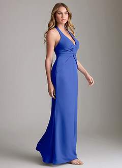 Azazie Valerie Bridesmaid Dresses Royal Blue Mermaid Pleated Chiffon Dress image4