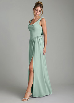 Azazie Novi Bridesmaid Dresses Agave A-Line Pleated Chiffon Dress image4