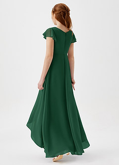 Azazie Breanne Junior Dark Green A-Line Chiffon Dress image3