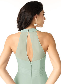 Azazie Danica Bridesmaid Dresses Agave A-Line Pleated Chiffon Dress image5